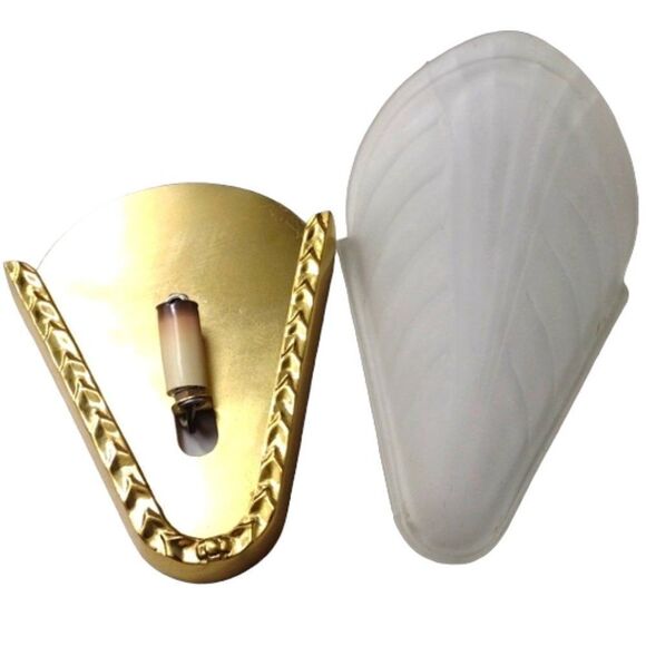 Artcraft Electric Luminaire Art Deco Style Solid Brass Slip Shade Sconce Lights - Picture 3 of 11